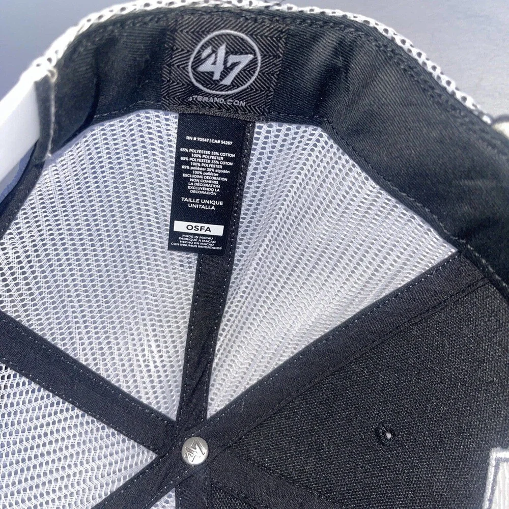 Vegas Golden Knights NHL '47 Brand Black Adjustable SnapBack Back Hat White Mess - Picture 6 of 11